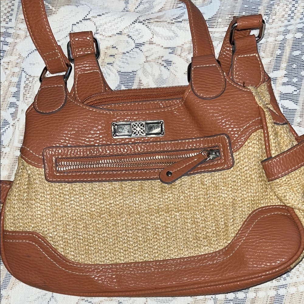 Vintage Brown and Tan Mini Bag with Leather Accents
